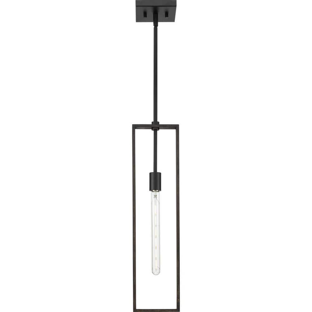 Boundary Matte Black and Gray Wash Oak Single Pendant Light