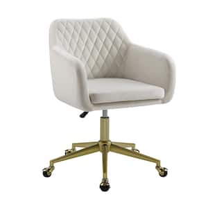 Sterling Off White Quilted Adjustable Office Chair with Castors