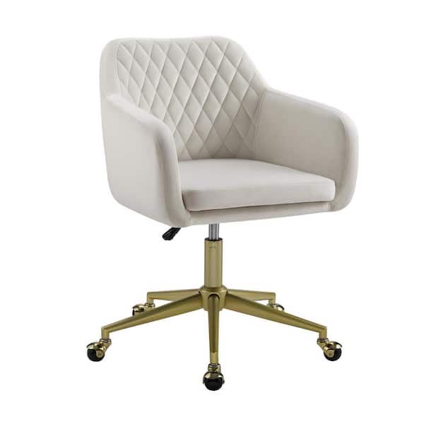 Linon Home Decor Sterling Off White Quilted Adjustable Office Chair with Castors