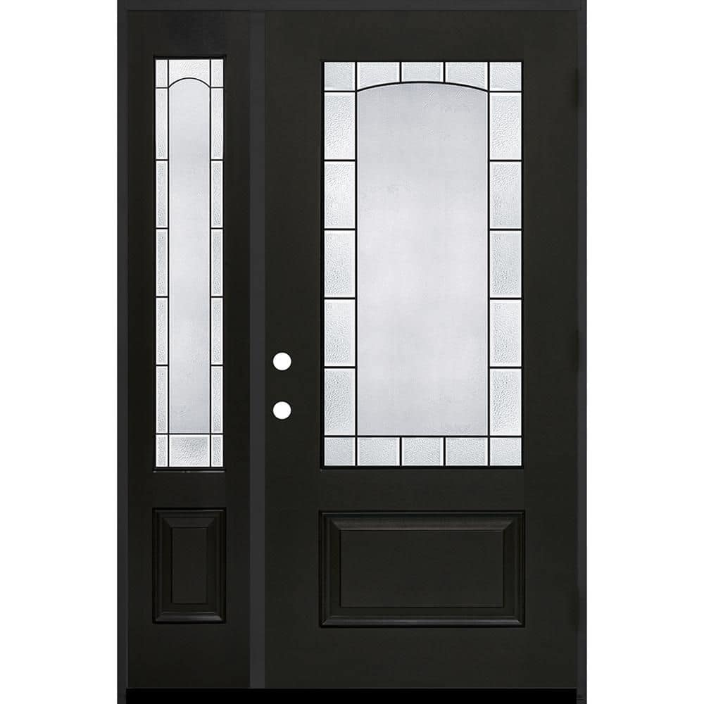 Regency 53 in. x 80 in. 3/4L Empire Decorative Glass LHOS Onyx Mahogany Fiberglass Prehung Front Door w/14in-SL6-9/16 price history on PriceWatchPro