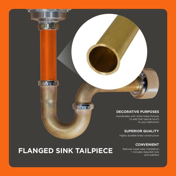 The Plumber S Choice 1 2 In X 18 Brass D Sink Tailpiece For Tubular Drain 22ga 81223 Home Depot - Bathroom Sink Drain Pipe Brass