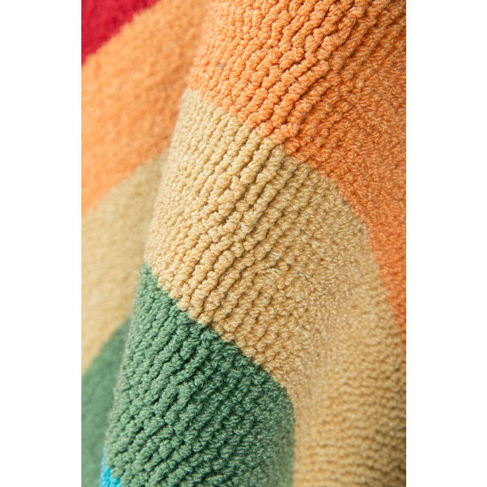 Hand Hooked Multicolor Rainbow Kitchen Mat 2'6" x 5'