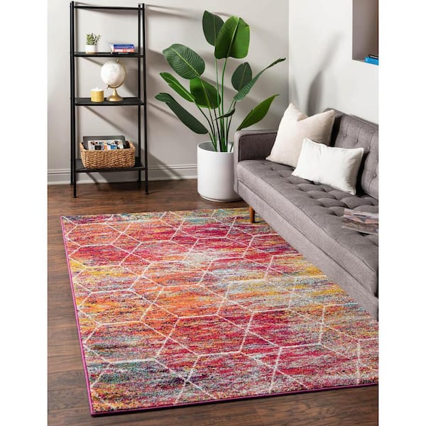 Trellis Frieze Geometric Multi 8 ft. x 11 ft. Area Rug