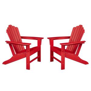 Classic Red Plastic Outdoor Patio Adirondack Chair (Set of 2)