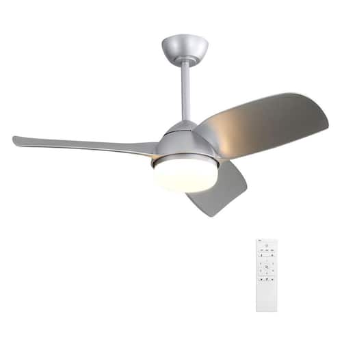 Light Pro 42 in. Indoor Silver ABS Ceiling Fan with Remote Control, 6 Speed, Dimmable, Reversible DC Motor and Light Ceiling Fans With Lights