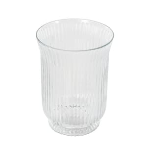 Clear Ribbed Glass Decorative Vase