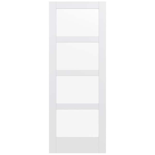 36 in. x 96 in. MODA Primed PMC1044 Solid Core Wood Interior Door Slab w/Clear Glass