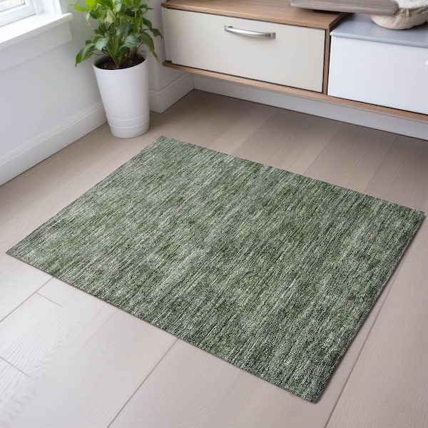 Mayfield Premium Machine Washable Abstract AMF1170 Olive 2 ft. x 3 ft. Area Rug