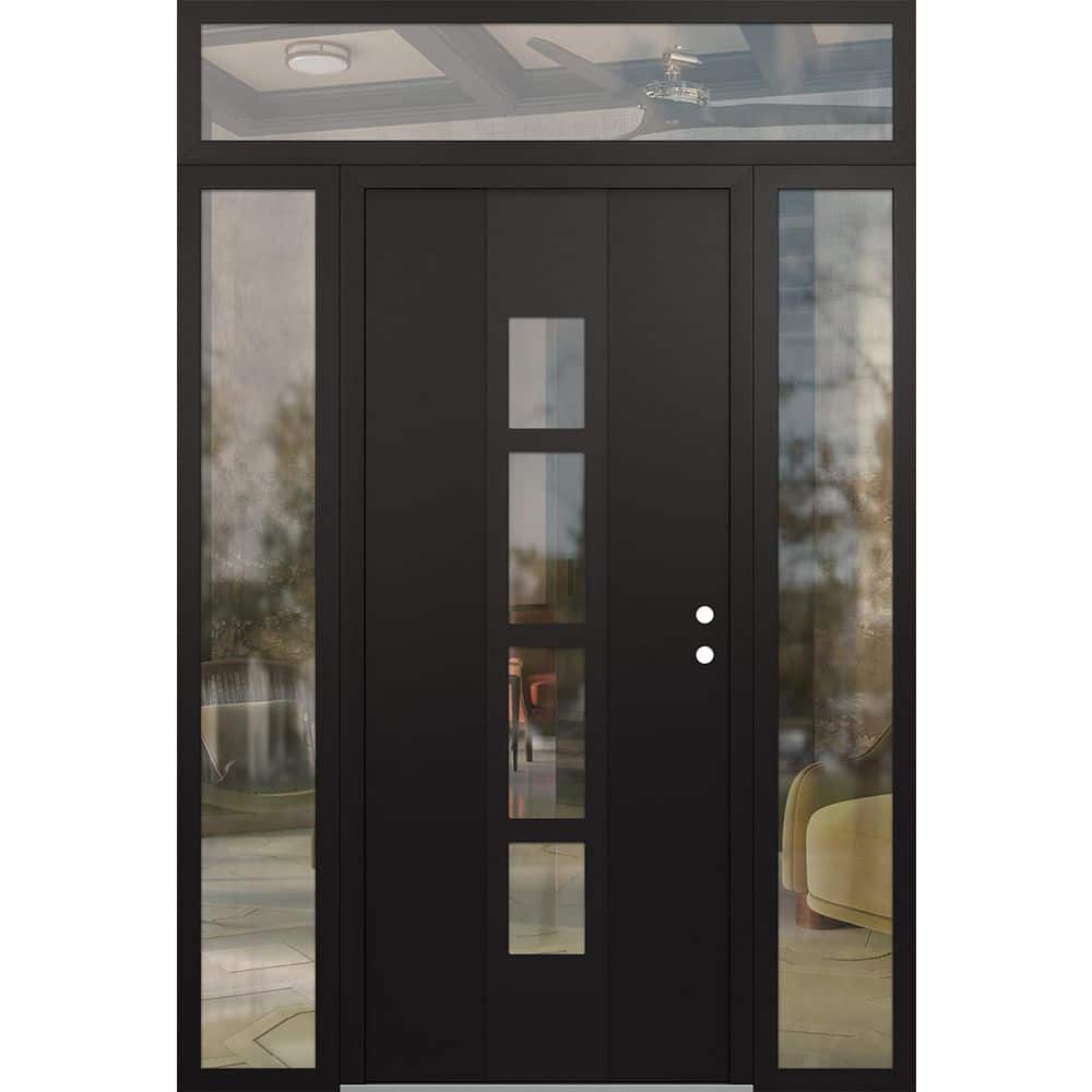 A10 60 in. x 96 in. Black P Left-Hand/Inswing Clear Glass Black/Black 2 Sidelite+Transom Steel Prehung Front Door price history on PriceWatchPro