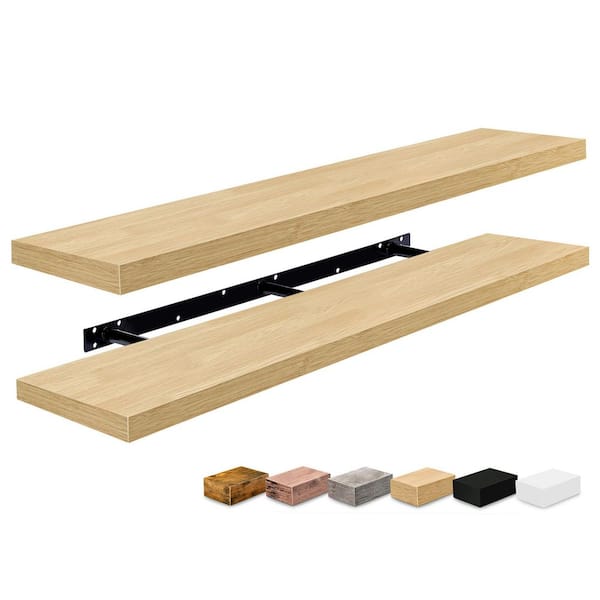 Floating Shelves for Wall - Extra-Long Shelves (2-Pack), 55 in. W x 9.25 in. D Maple Composite Decorative Wall Shelf