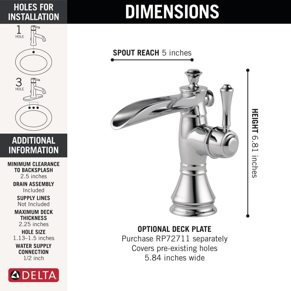 Sleek Modern Chrome Single-Hole Bathroom Faucet with WaterSense