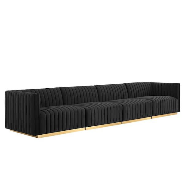 Reviews for MODWAY Conjure 154 in. W Channel Tufted Performance Velvet ...