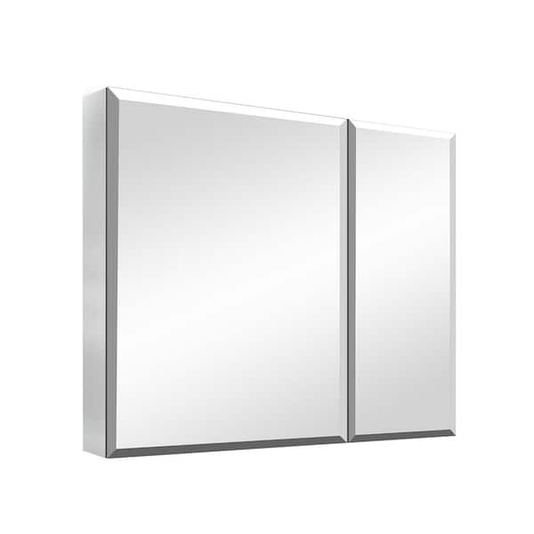 30 in. W x 26 in. H Rectangular Aluminum Medicine Cabinet with Mirror ...