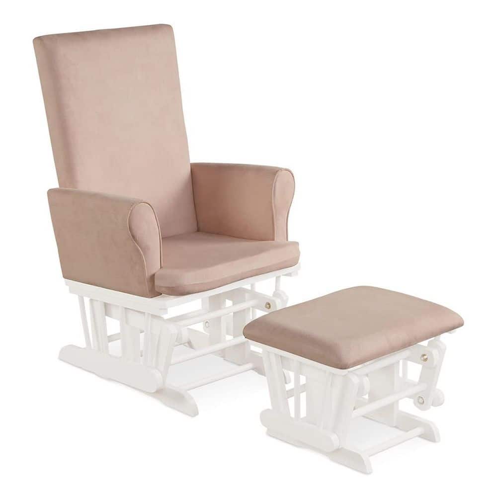 Alpulon Wood Patio Baby Nursery Relax Outdoor Rocking Chair Glider and Ottoman Set in Pink -  ZMWV446