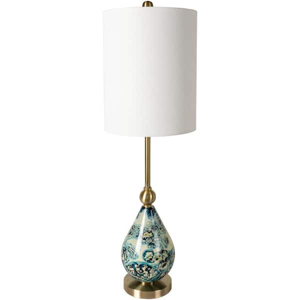 Livabliss Snicarte 33 in. Blue Indoor Table Lamp