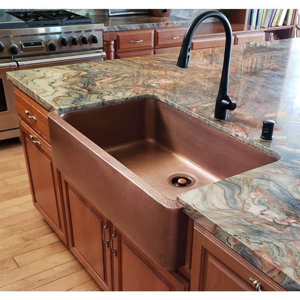 Adams Copper 36" Single Bowl Farmhouse Apron Front Sink