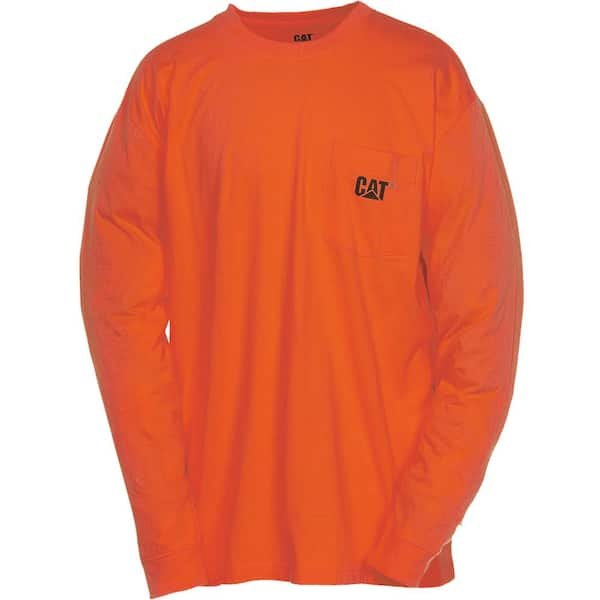 Caterpillar Trademark Men's X-Large Adobe Orange Cotton Long Sleeved Pocket T-Shirt