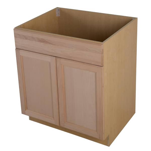 Hampton Bay Easthaven Assembled 30x34 5x24 In Frameless Sink Base Cabinet With False Drawer Front Unfinished Beech Eh3035s Gb The