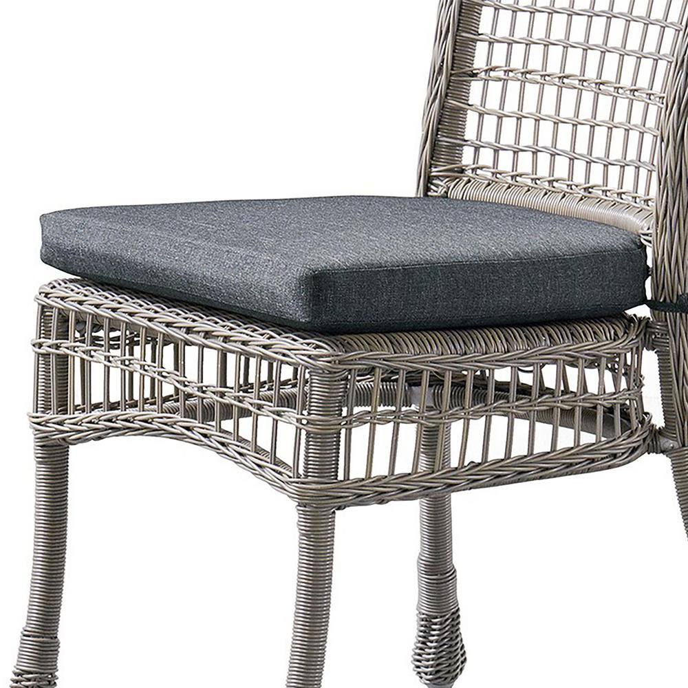 Asti Gray Wicker Outdoor Dining Chairs with Cushions, Set of Two