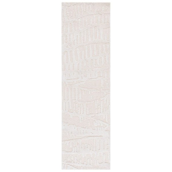 Mykonos 2 ft. x 8 ft. Ivory/Beige High-Low Drip Runner Rug