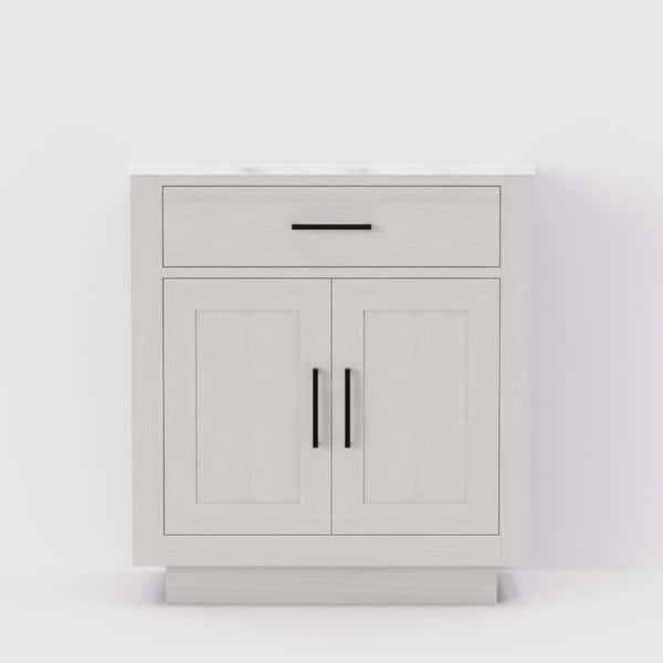 Condor 30 in W x 22 in D White Oak Single Bath Vanity and Carrara Marble Top