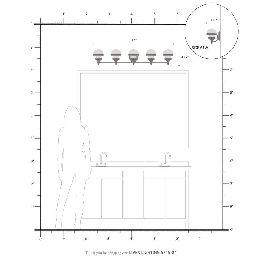 Oldwick Sleek Black 5-Light Vanity Sconce with Satin Opal White Glass