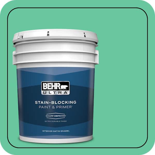 BEHR ULTRA 5 gal. #470B-4 Intense Jade Extra Durable Satin Enamel Interior Paint & Primer
