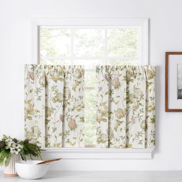 Ellis Curtain Abigail Multi Floral Rod Pocket Room Darkening Curtain - 28 in. W x 36 in. L (Set of 2)