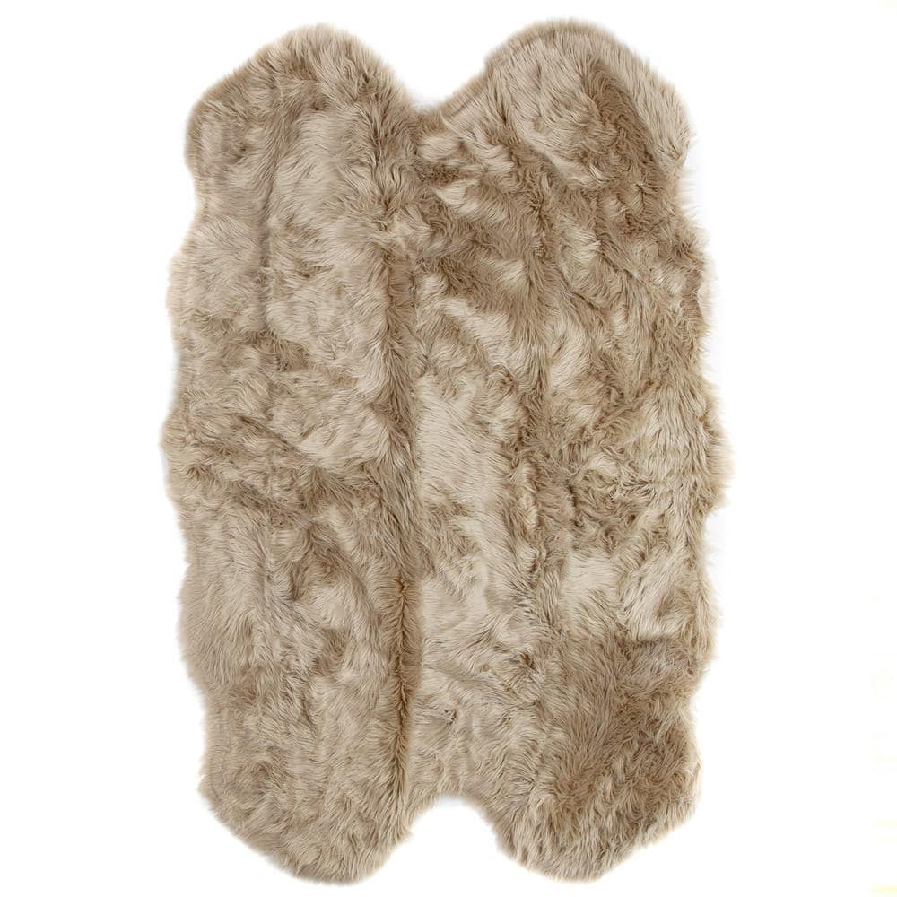 Serene Light Brown Faux Sheepskin Shag Rug 4' x 6'