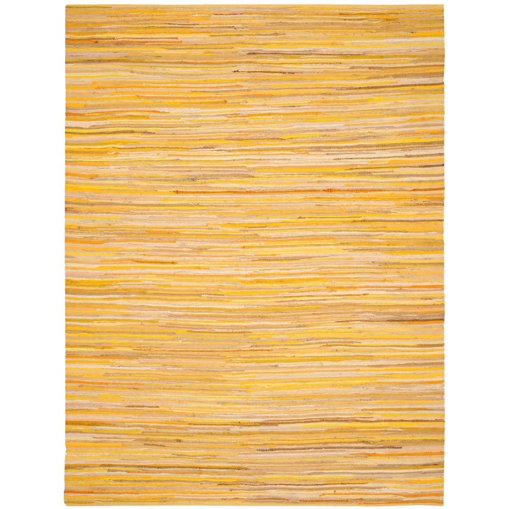 SAFAVIEH Rag Rug Yellow/Multi 9 ft. x 12 ft. Striped Gradient Area Rug ...