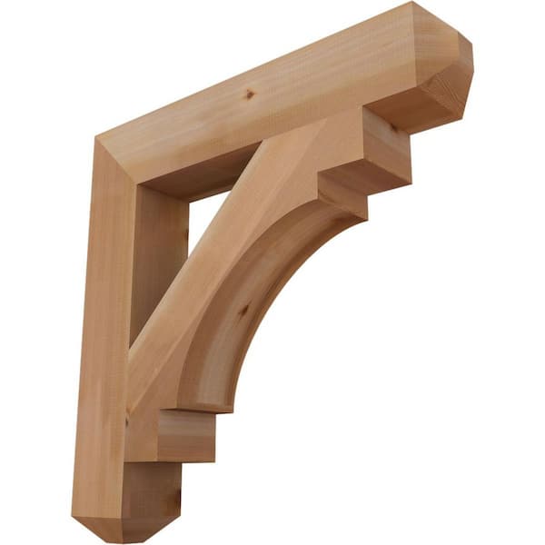 Ekena Millwork 5.5 in. x 34 in. x 34 in. Western Red Cedar Merced Craftsman Smooth Bracket