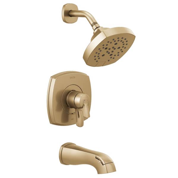 Delta Stryke 1-Handle Wall Mount 5-Spray Tub and Shower Faucet Trim Kit in Champagne Bronze (Valve Not Included)