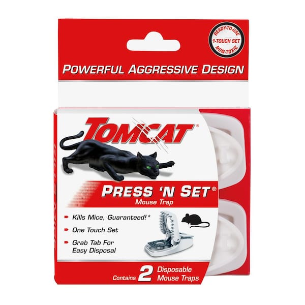 TOMCAT Press 'N Set Mouse Trap, Plastic, Spring-Loaded Mouse Killer with  Grab-Tab Pest Repellant Trap (2-Pack) 0360710PM - The Home Depot