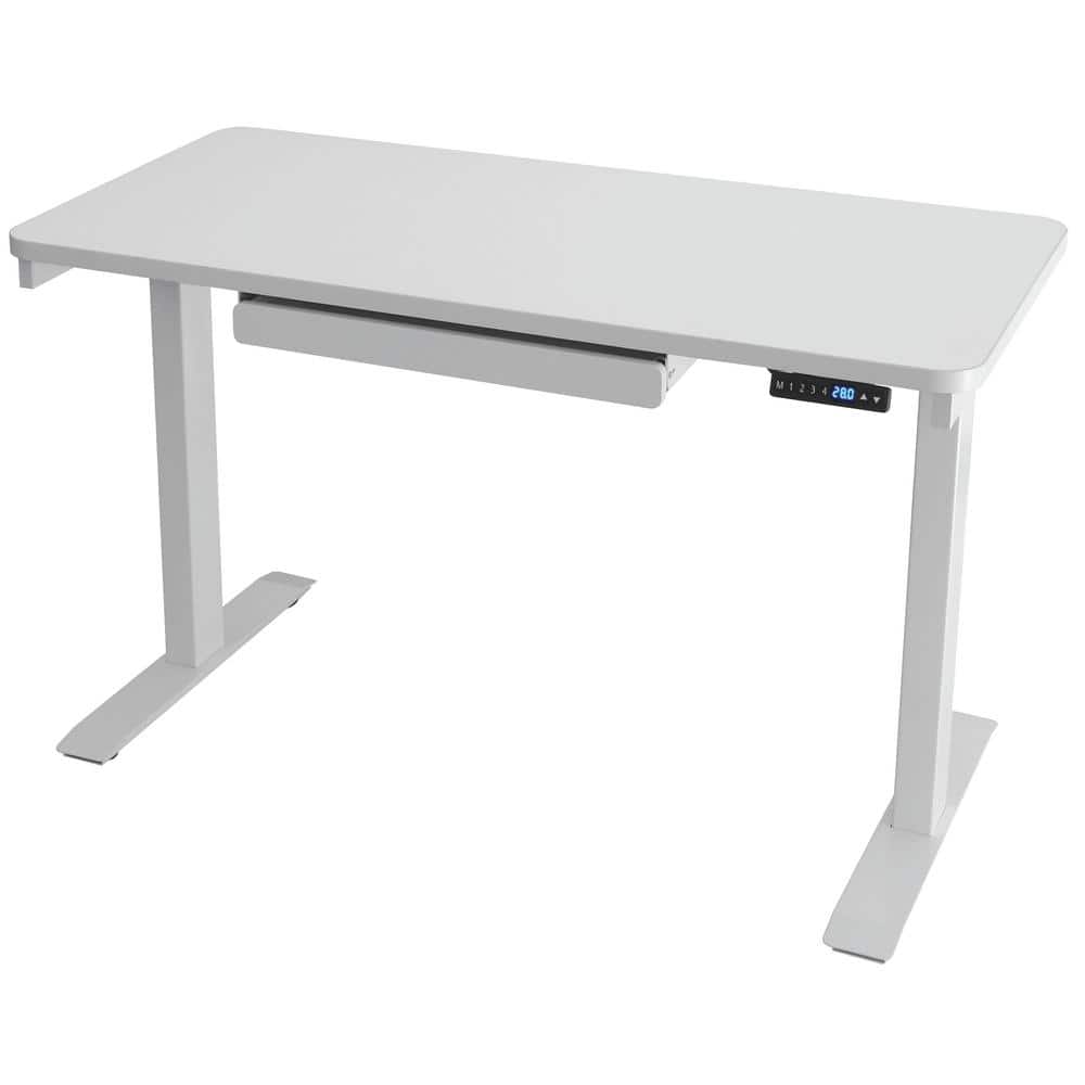 Sculpted White Electric Adjustable Desk with USB Port, 24"x48"