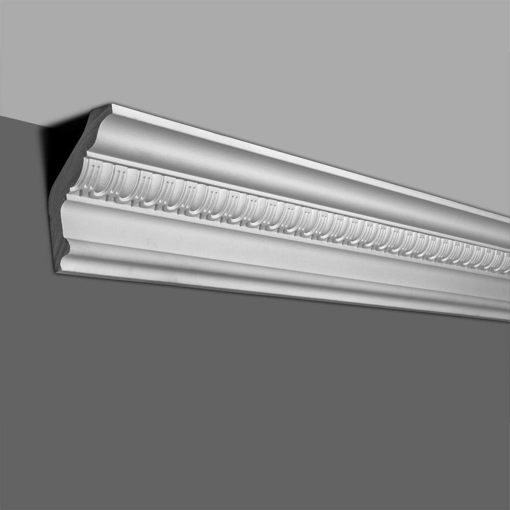 6 in Long White Polyurethane Egg and Dart Crown Moulding Sample