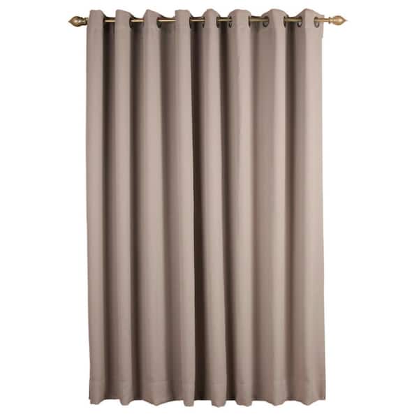 Grey Polyester Solid 112 in. W x 84 in. L Grommet Blackout Curtain