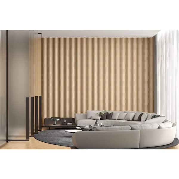Ejoy 104 in. x 5.9 in. x 0.7 in. Solid Wood Wall 4-Grid Cladding