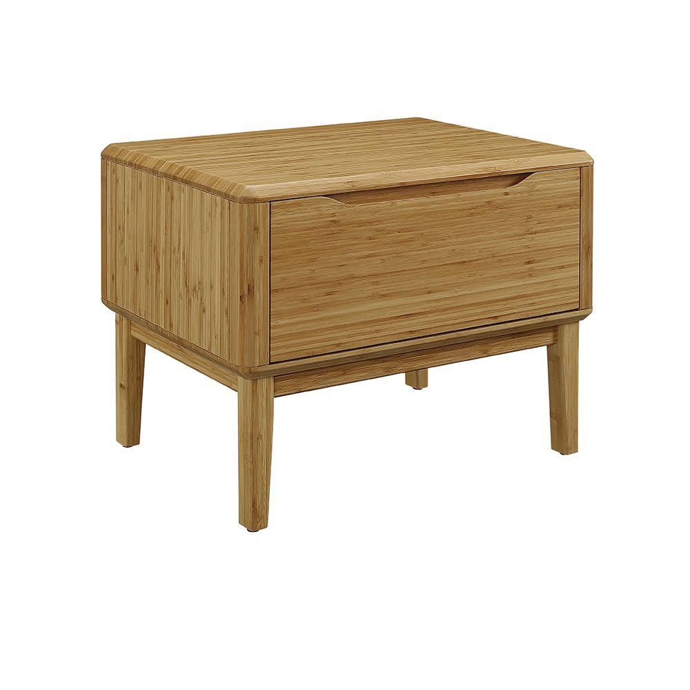 Eco-Friendly Caramelized Bamboo Nightstand with 1 Drawer