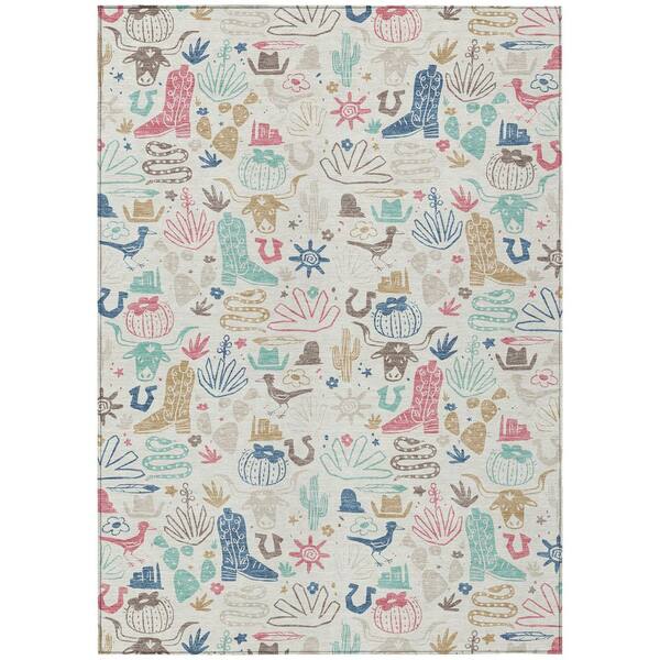 Chantille Machine Washable Indoor/Outdoor Abstract ACN2512 Linen 10 ft. x 14 ft. Area Rug