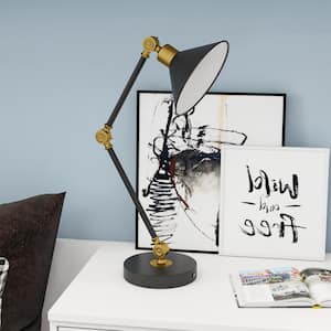 Havenridge 31 in. Electroplated Black Table Lamp with Swing Arm