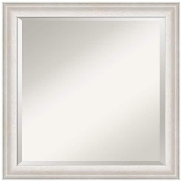 Amanti Art Medium Square Trio White Wash Silver Beveled Glass Casual Mirror (23.5 in. H x 23.5 in. W)