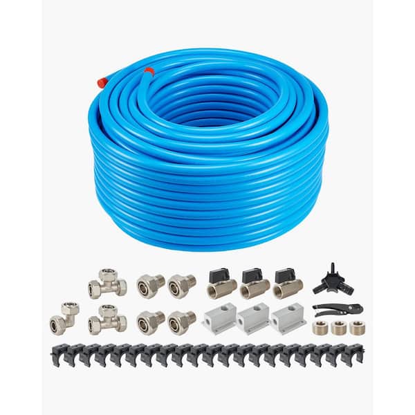 Air Compressor Line Kit, 300FT x 3/4IN., HDPE-Aluminum Compressed Air Piping System, Leak-Proof, Blue
