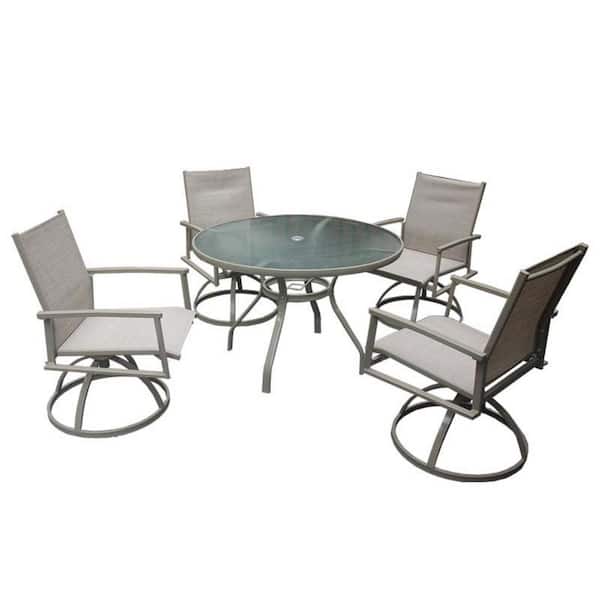 moda furnishings 5-Piece Patio Outdoor Dining Set With Swivel Chairs And Round Table