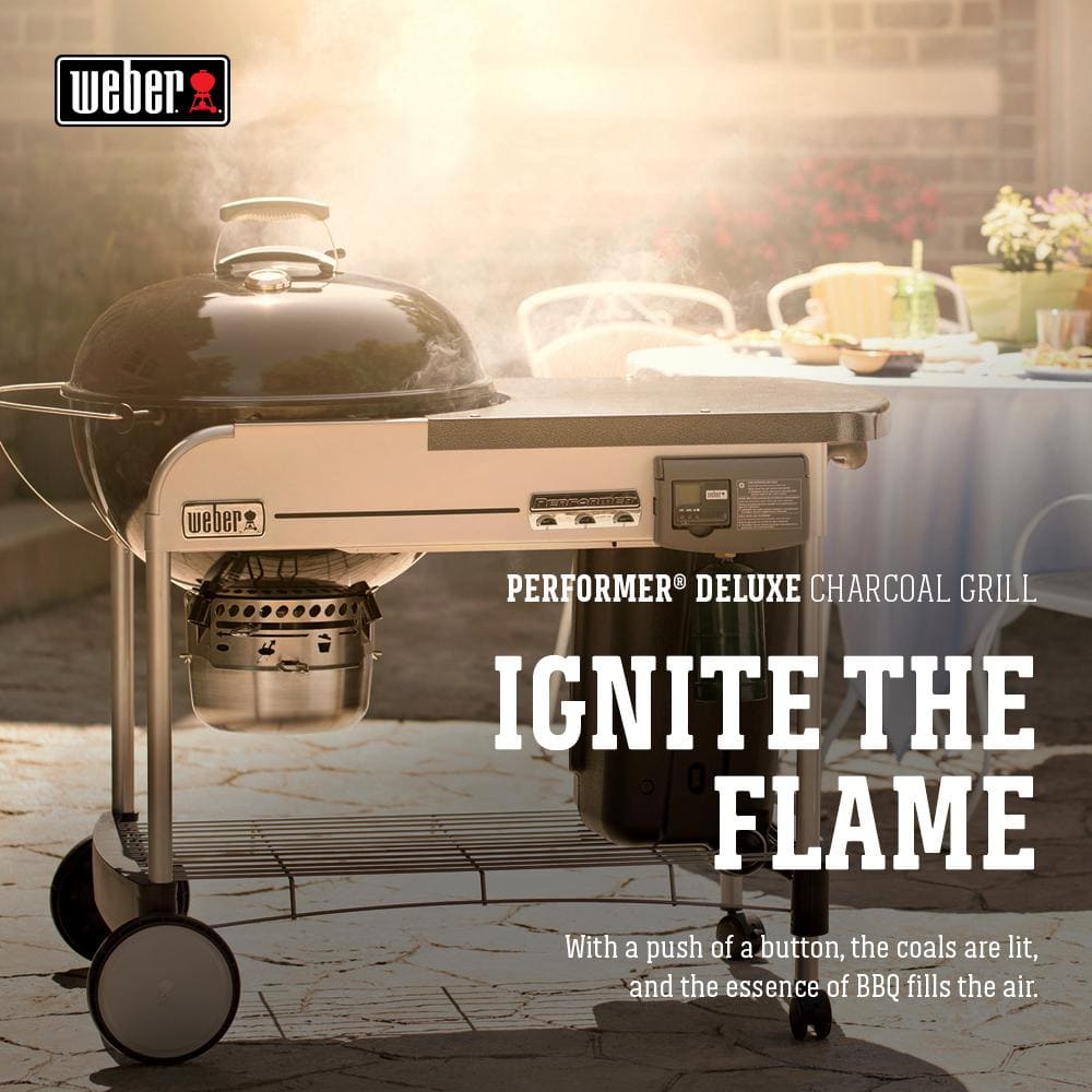 Weber Performer Deluxe 22-Inch Black Charcoal Grill with Gas Ignition