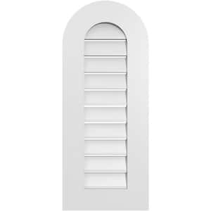 14 in. x 34 in. Round Top Surface Mount PVC Gable Vent: Functional with Standard Frame