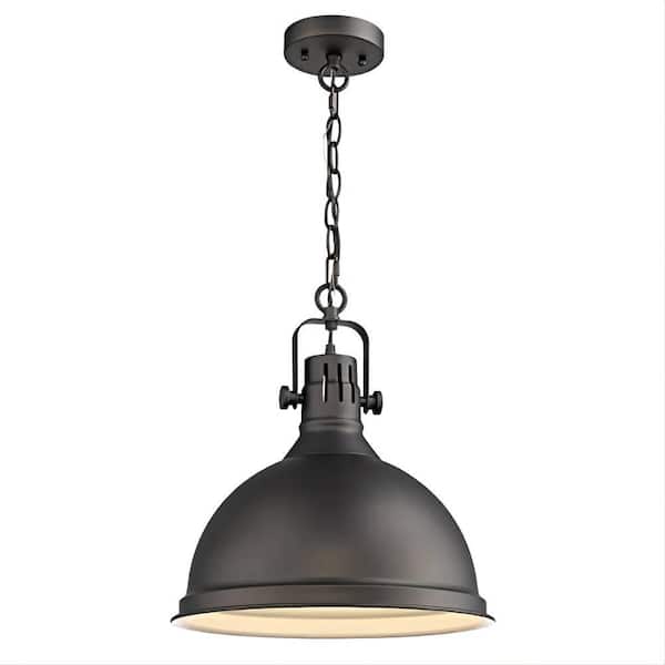JAZAVA 15.4 In.1-Light Oil Rubbed Bronze Pendant Light with Metal Shade