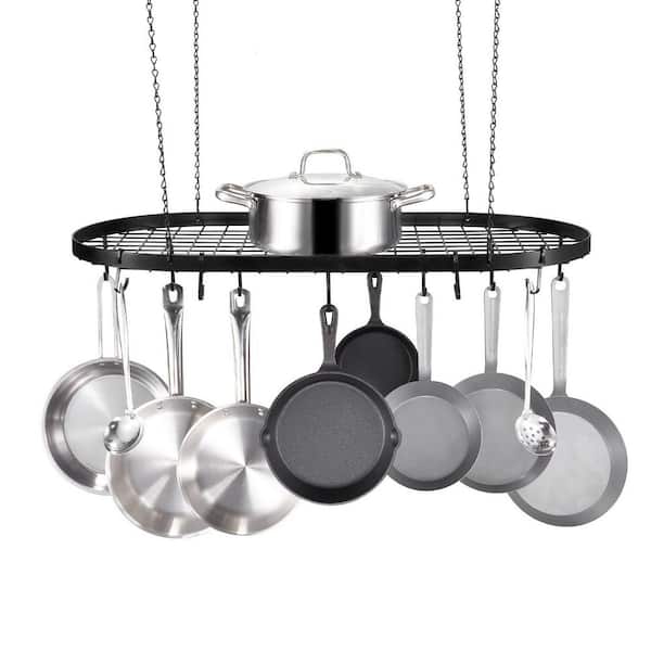 Numhew 32 in. Black Hanging Pot Rack with 12 S Hooks, Ceiling Mount Pot Rack for Kitchen Cookware
