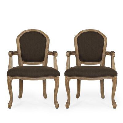 Nita Brown and Weathered Brown Dining Arm Chair (Set of 2)