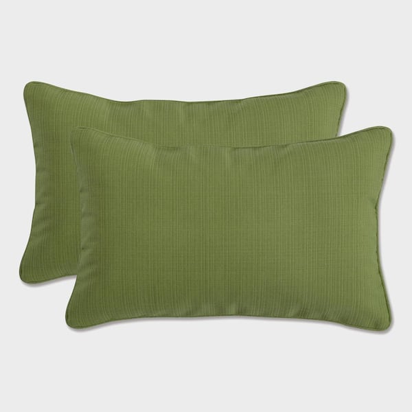 Pillow Perfect Solid Green Rectangular Outdoor Lumbar Throw Pillow 2-Pack
