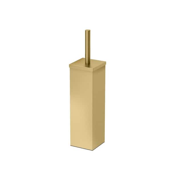 Elegant Square Toilet Brush Holder in Gold
